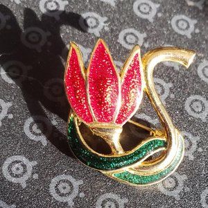 Vintage Red Tulip brooch